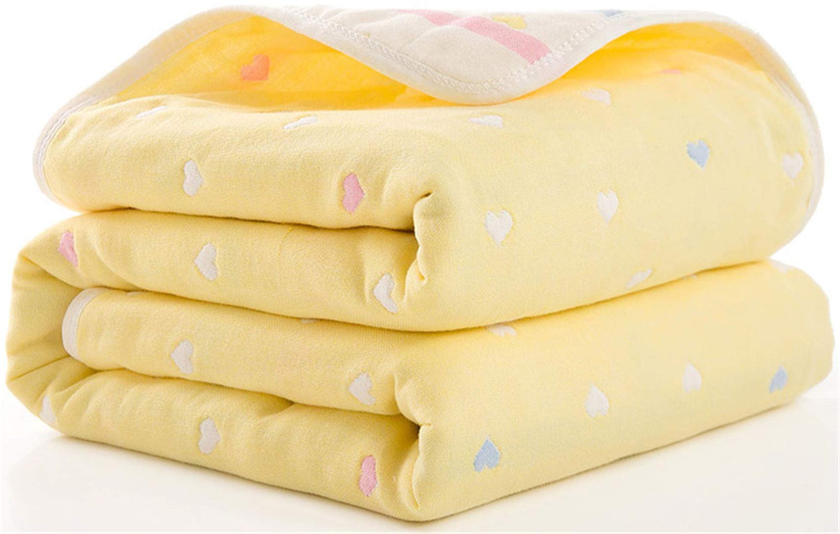 Hayisugal Yellow Hayisugar Baby Swaddle Blankets 6 Layer Muslin Swaddle Wrap 100% Cotton Stroller Cover Receiving Blankets Infant, Newborn Blanket For Crib, Travel, Outdoor, Heart, 110X110cm