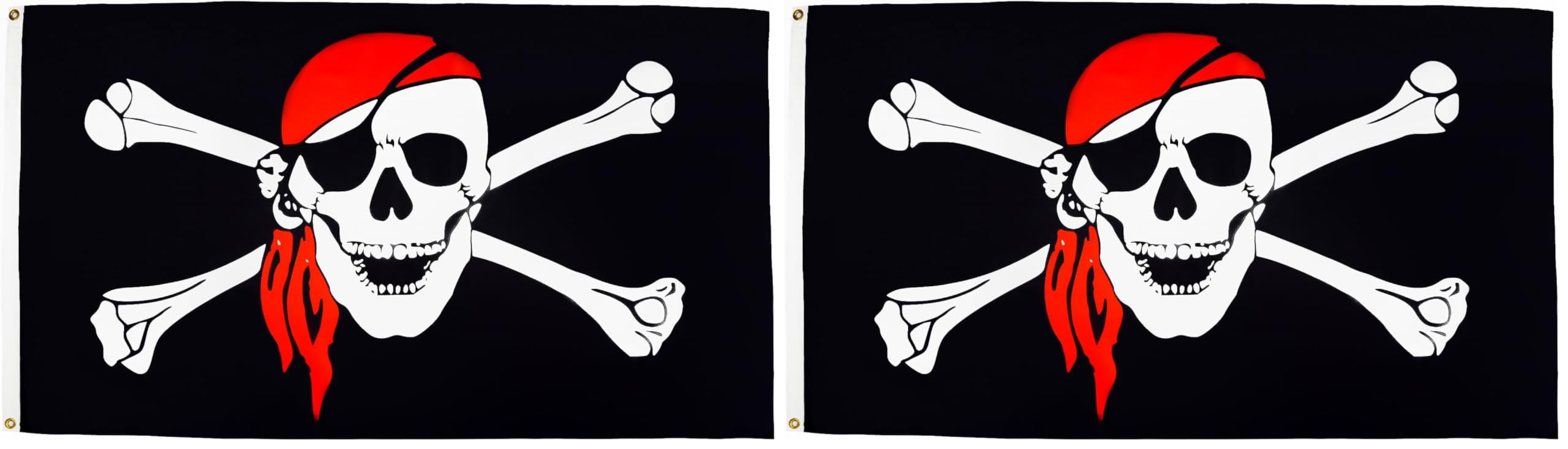 AZ FLAG Bandiera Pirata con Bandana Rosso 150x90cm - Gran Bandiera dei Pirati – Teschio 90 x 150 cm Poliestere Leggero - Bandiere (Confezione da 2)