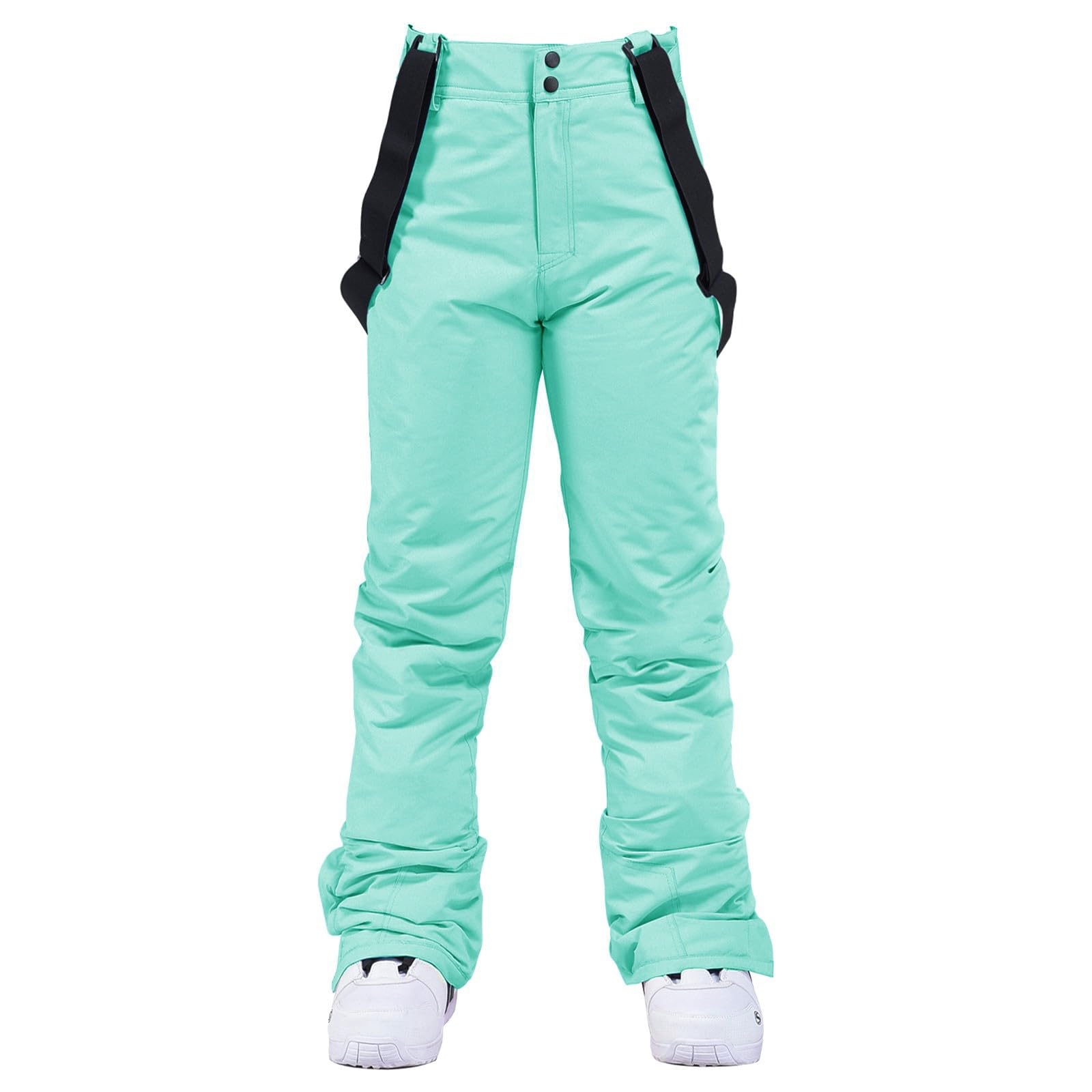 Pantalon de ski à jambe fine pour femme - Pantalon résistant à la neige - Taille réglable et bretelles amovibles - Pantalon de ski d'hiver imperméable et thermique - Salopette d'extérieur