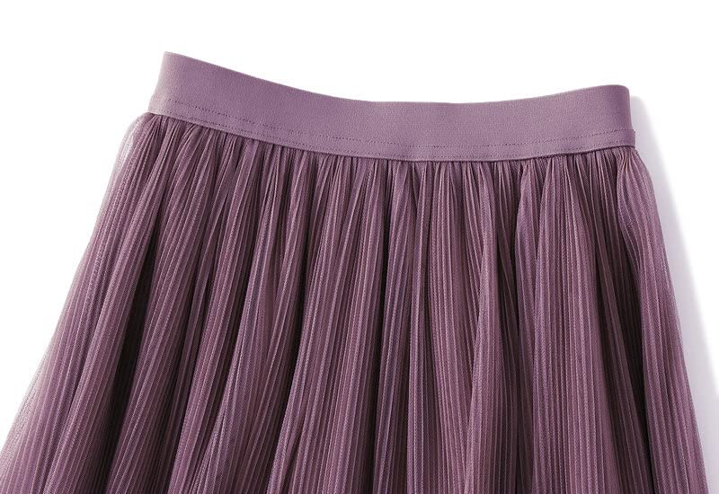 Long Pleated Skirts for Women Elastic High Waist Flowing Tulle Skirt Fairy Midi Skirts Vacation Lounge Trendy2
