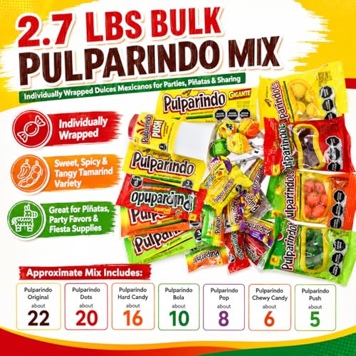 Pulparindo Dulces Mexicanos Bulk 2.7 lbs Mix miniatura 2
