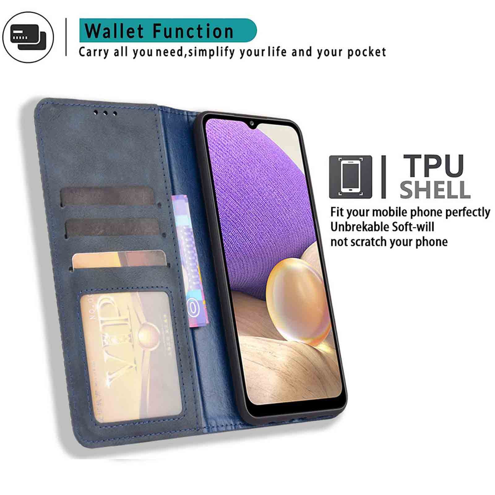 TIANYUE Custodia per Doogee X98, Flip Custodia Pelle retrò PU, Magnetica Portafoglio con Funzione Supporto Slot Schede Flip Case per Doogee X98-Rosso