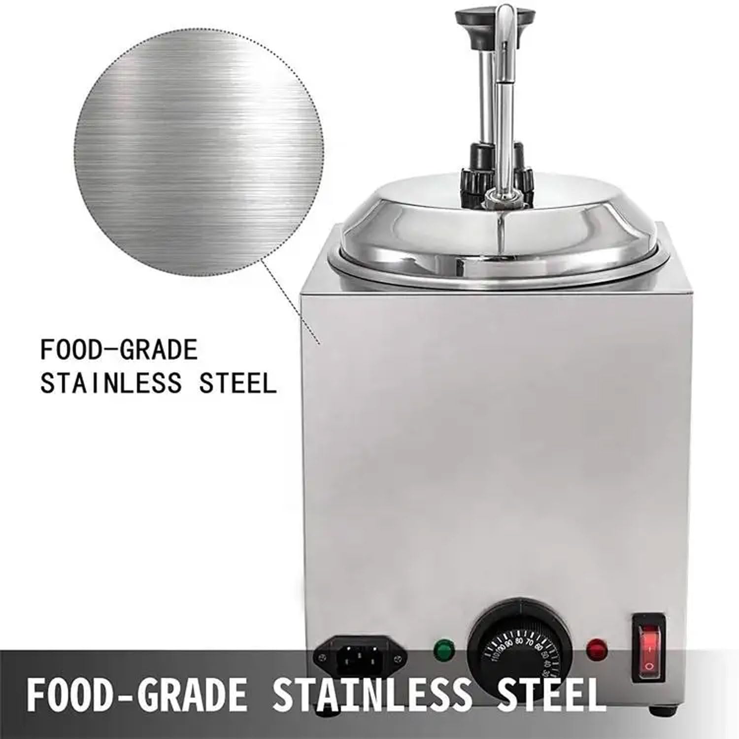 Dozownik pompy sosu komercyjnego, 2,5 l Electric Stael Stal Gorąca ciepła krówki, 30-110 ℃ Regulowana temperatura