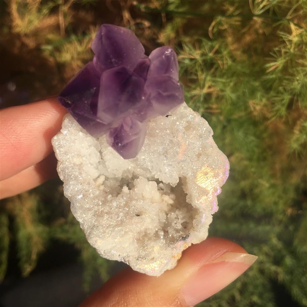 MDBJTCYZN Stone Geode Quartz Crystal Halo Amethyst Cluster Home Decor Gift(1PCS)