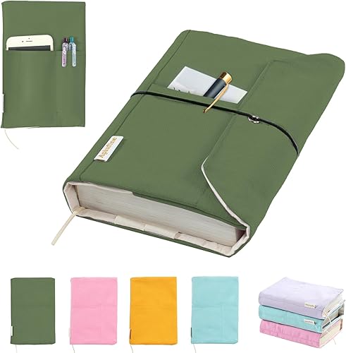 Fundas de lona para libros, protector de libro lavable, funda de libro para novelas de bolsillo, funda ajustable para libros de tapa dura con