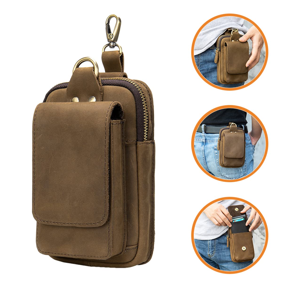 Housoutil 2St Gürteltasche multifunktionstasche werkzeugtaschen etuii handyhülle Handy aufsteller Taktische Tasche Tool Pouch Trekking zubehör Phone Holder für Männer Werkzeugkasten Mann Pu