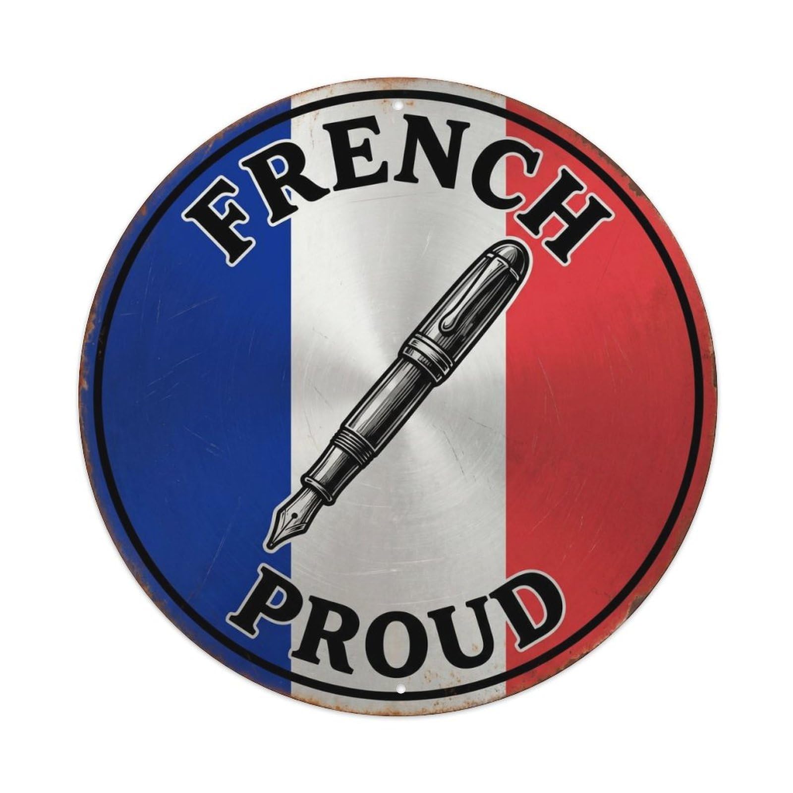 Olhnbad Style French Proud Fountain Pen Writing Art Heritage Emblem Metal Tin Sign