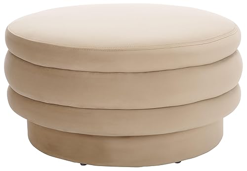 Home Collection Rohan Tan Velvet Layered Stacked Cocktail Ottoman (Fully
