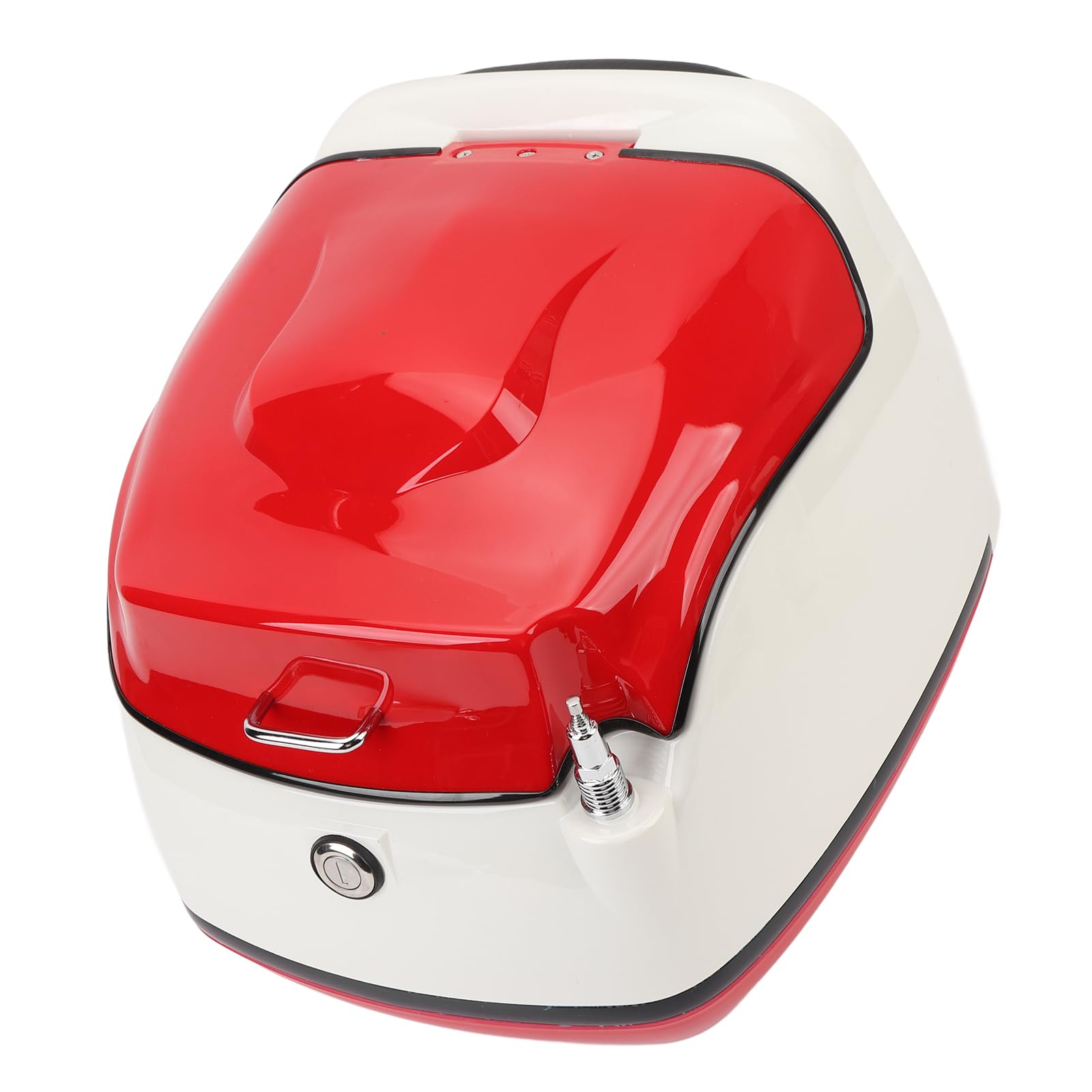 Bauletto per Moto da 38 Litri, Resistente All'acqua, Elegante, per Scooter, Motocicli, con Serratura a Chiave, Materiale ABS (rosso bianco)