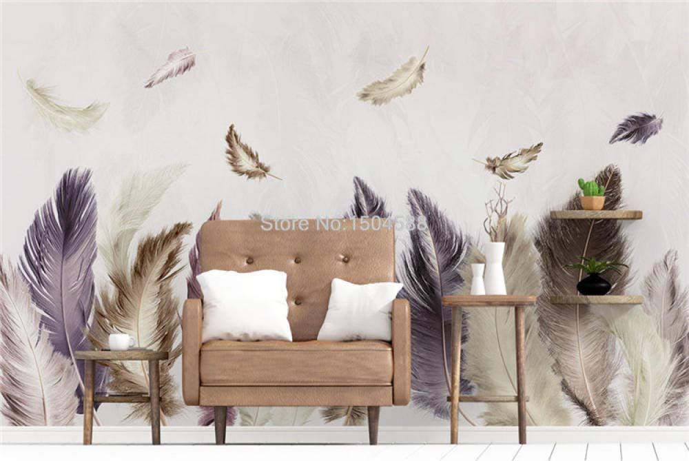 Papier peint 3D plume d'or pour agrandir salon et moderniser chambre 250x175