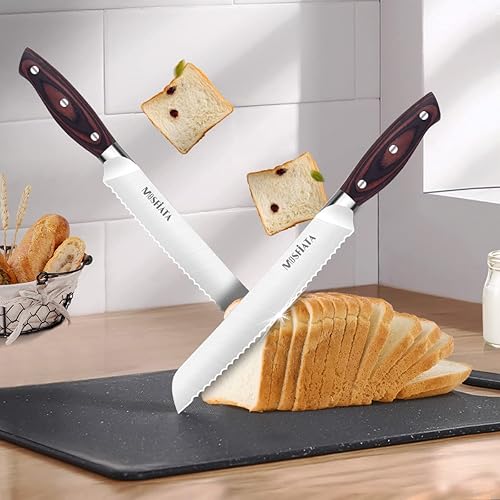 Miniatura 6 de MOSFiATA Juego de cuchillos de cocina, 5 piezas, cuchillos de chef de cocina profesionales con cuchillas de acero inoxidable ultra afiladas, juego