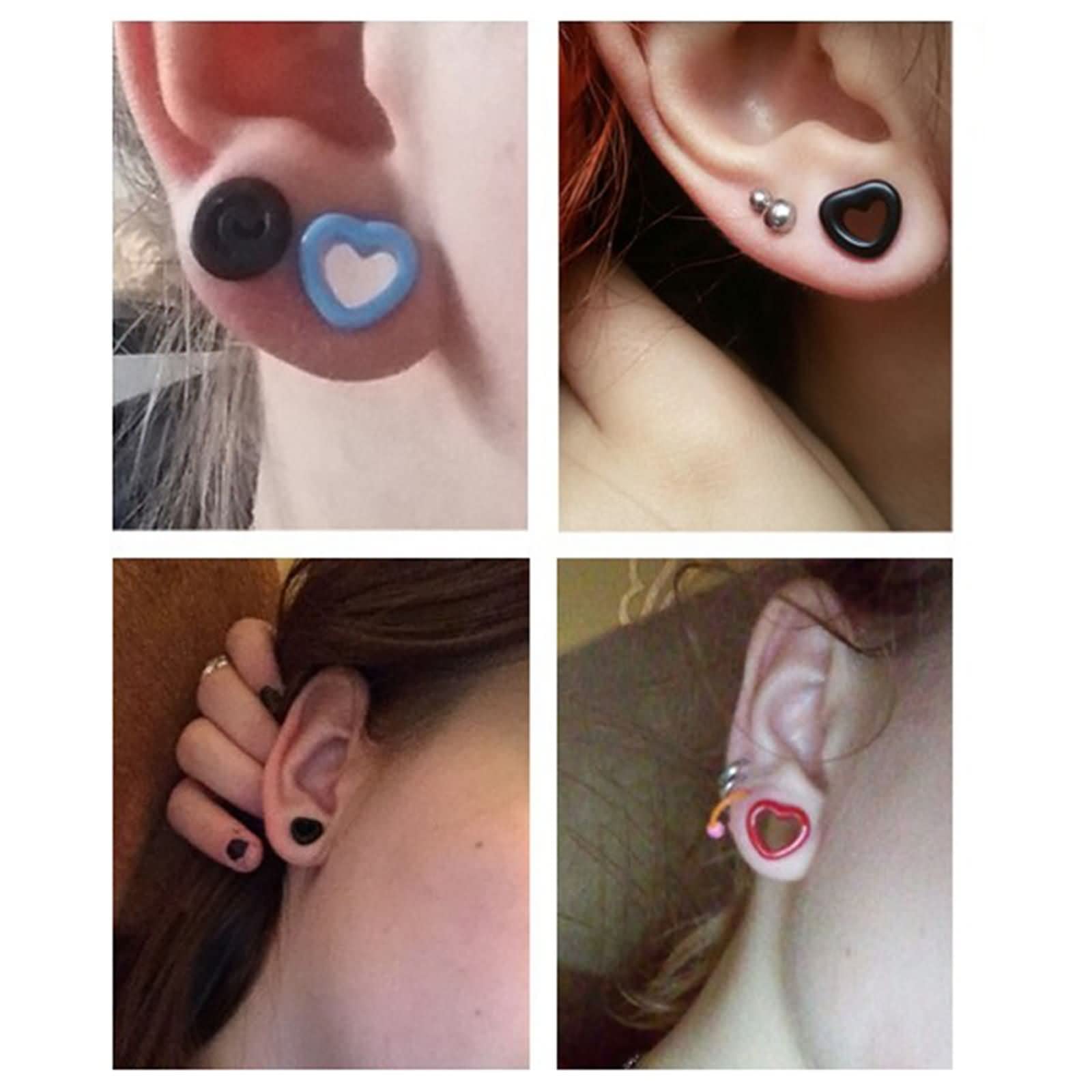 YCTTKDD Messgerät-Ohrringe, Acryl, Verschiedene Größen, doppelt ausgestellte Tunnel, 2 Stück, weiße Messgeräte für Ohr-Herz-Piercing