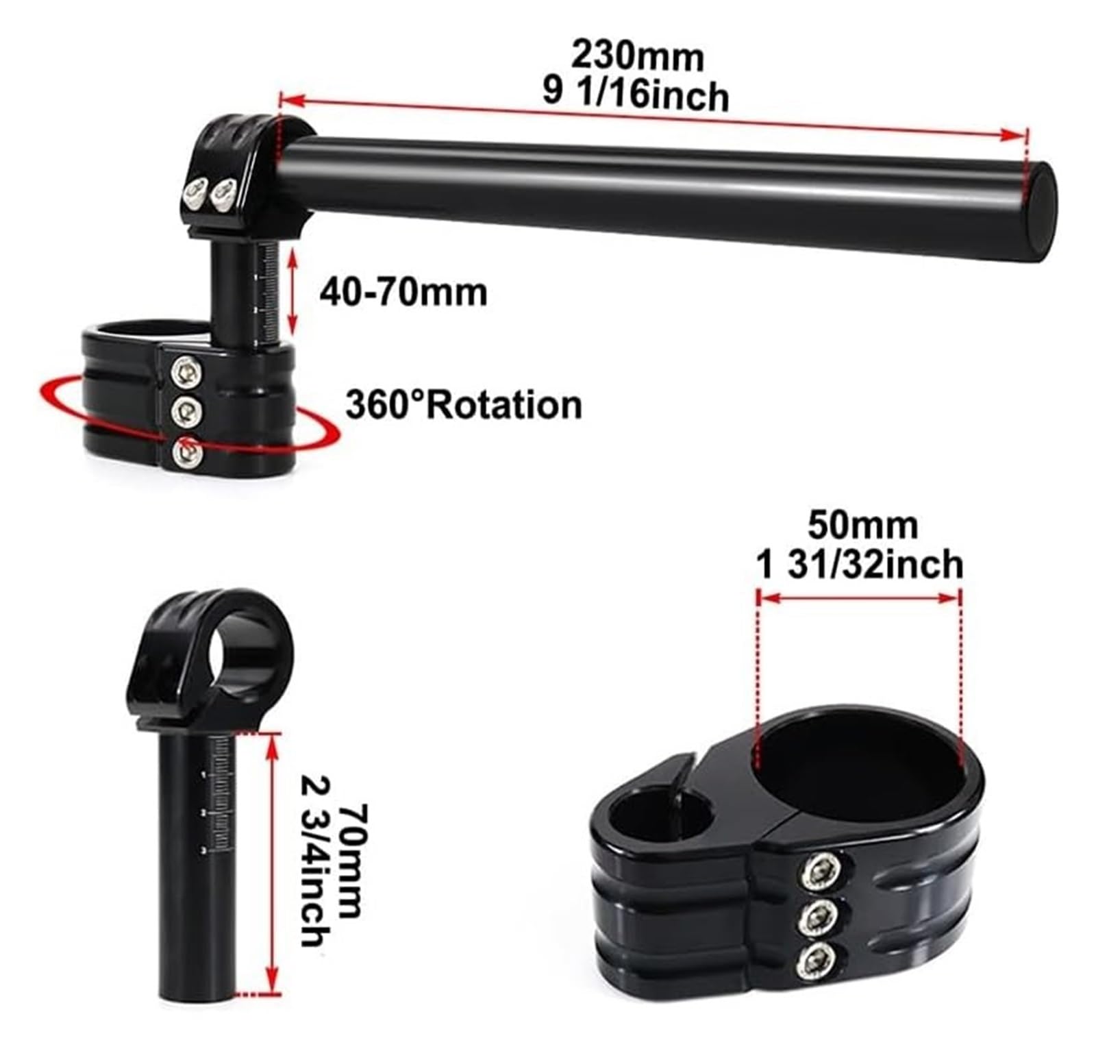 Rehausseur De Guidon pour Belgarda pour SZR 600 1996 1997 1998 1999 2000 2001 Rehausseur De Guidon Réglable 50 Mm Riser