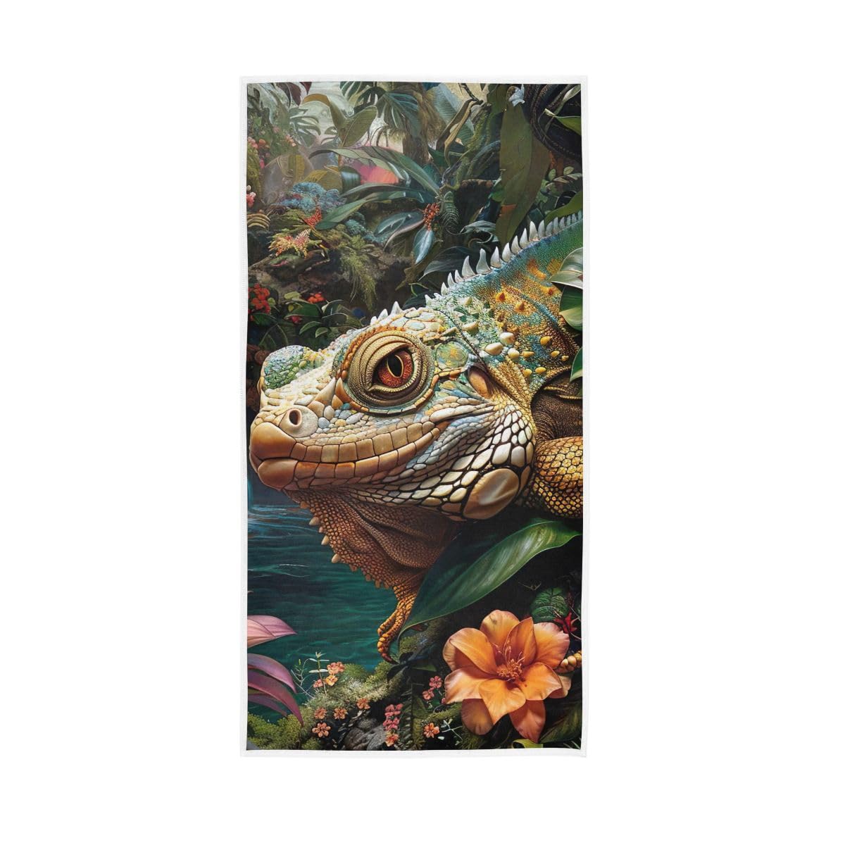 LSRCPD Reptile Jungle Hand Towel Soft Washcloths Cotton Hand Towels 15 x 30 Inch