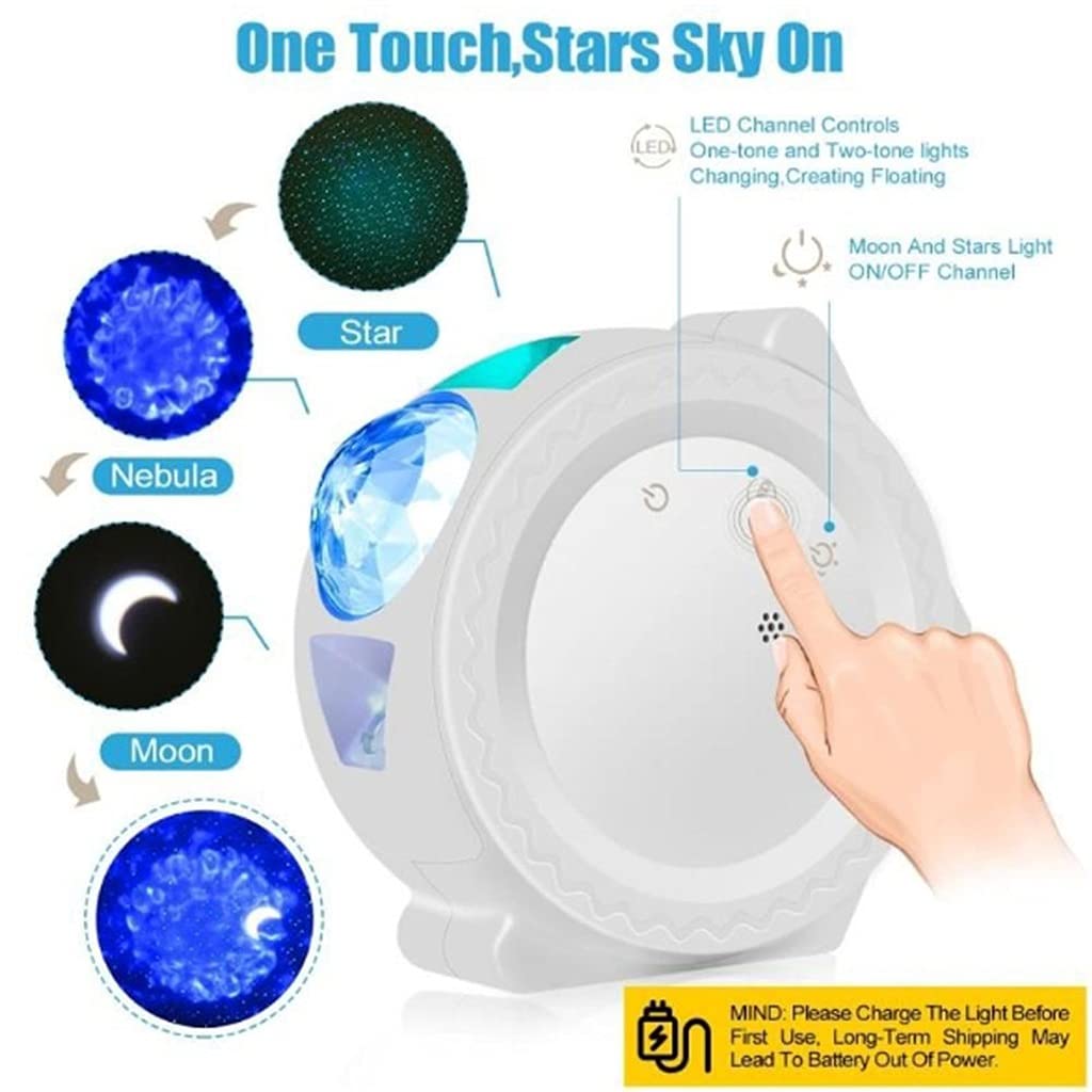 ADITAM 3 en 1 proyector de luz Nocturna de Estrellas Cielo Estrellado Luna proyector Galaxia océano Nebulosa lámpara Control de música Luces Decorativas para el hogar Double The Comfort