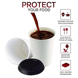 Smygoods White Disposable Paper Coffee Cups with Lids (12 OZ, 100 Count) For Hot Beverages, Tea, Espresso, Cocoa - To Go Drink Containers, Caf & Office