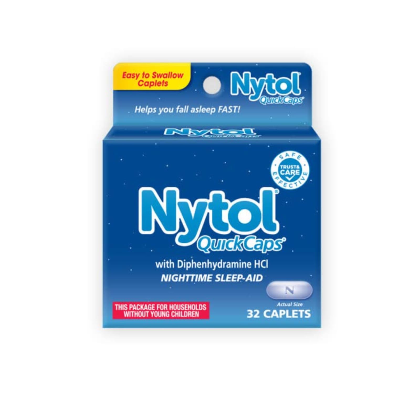 Nytol Nighttime Sleep Aid Quick Caps with Diphenhydramine HCl 25 mg, 32 Caplets (Pack of 1)