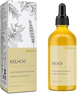60 ML Veganic Natural Hair Growth Oil, Eelhoe Hair Growth Hair Organic Rosemary Oil, for Dry Damaged Hair and Growth Thin Hair. (1 Pcs), Yellow