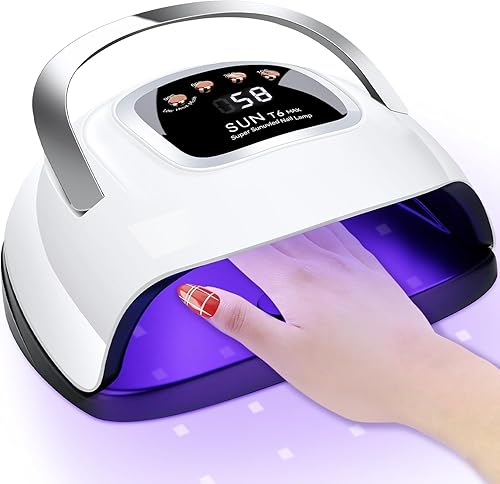 LKE Lámpara de uñas UV, secadora de 220 W, luz para uñas con 4 temporizadores, lámpara LED, kit de esmalte de gel, herramientas de arte profesional,