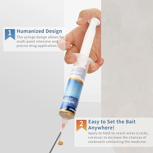 Miniatura 4 de Cebo de gel para cucarachas listo para usar, mata cucarachas en interiores y exteriores, control efectivo de cucarachas - 4 tubos x 1.06 oz