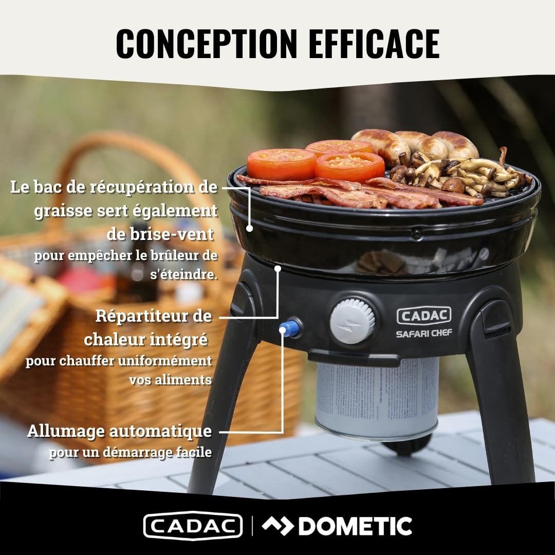 CADAC Safari Chef 30 LP 28-37 mBar - Barbecue acier - aluminium - plastique - gaz - Noir - Grill de camping