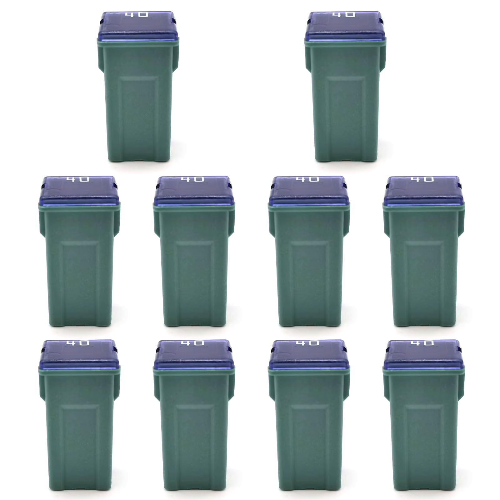 Flygun 10 PCS Automotive Micro Tubular Fuse, 40A Anti-Overload Anti-Short Circuit Square Fuse, Durable and Stable Accessories for Automobile Modification, Suitable for Most Car Models (Green)