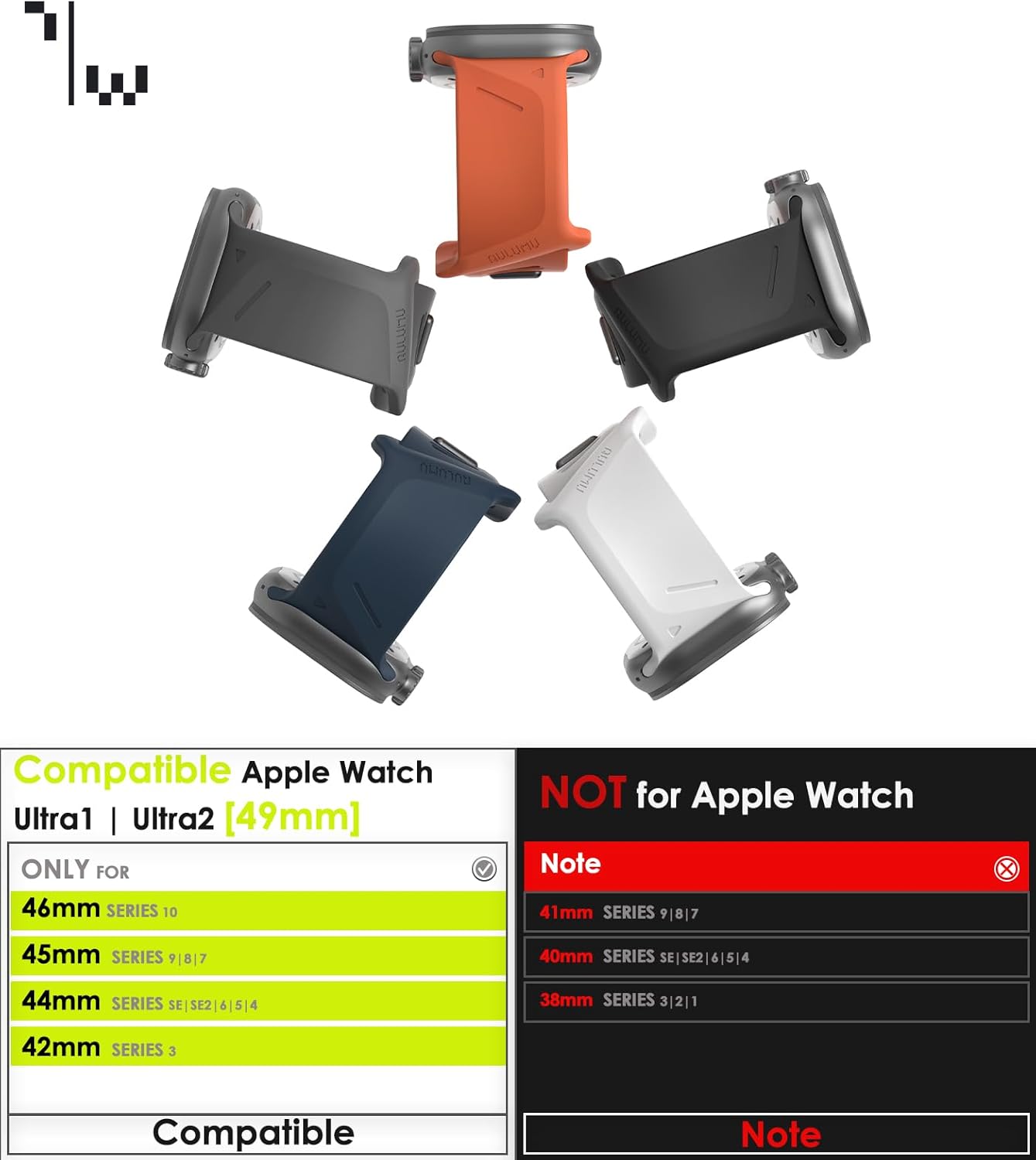 Aulumu A02 Compatible with Apple Watch Ultra/Ultra 2 Band - 49mm for Men, Sport Bands for iWatch 46mm(Series 10),45mm(9/8/7),44mm(SE2/SE/6/5/4),42mm(3/2/1) - Image 2