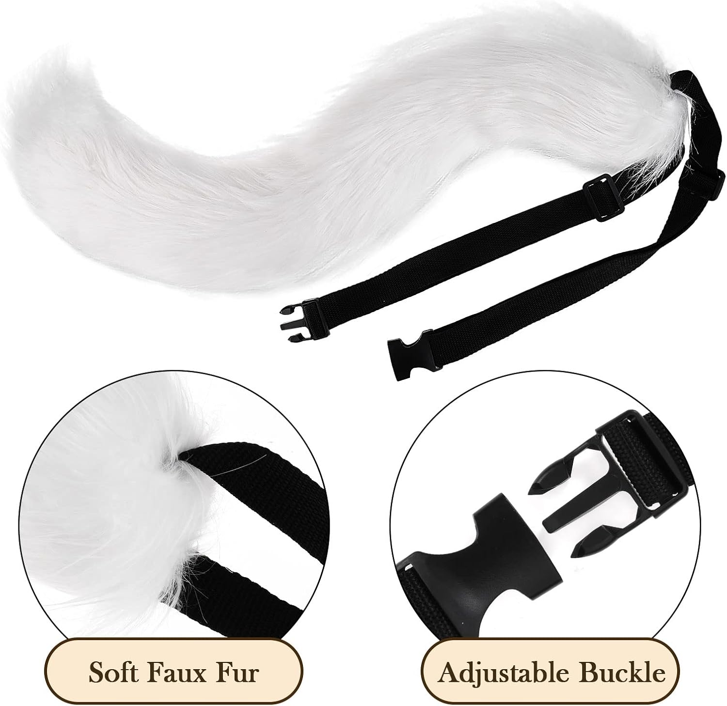 XEPST Cat Cosplay Costume Set Cat Ears and Animal Tail Kit, Faux Fur Furry Fox Wolf Tail Kit with Ears and Bells Collar for Anime Fancy Dress Party Halloween Christmas Dress Up Carnival Role Play - Image 2