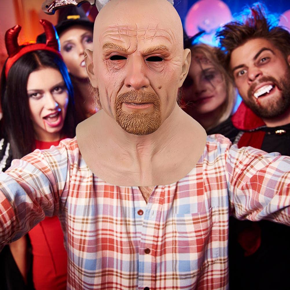 Maschera da Vecchio per il Viso Antirughe Umane in Lattice 'Halloween', Copricapo Puntelli per Cosplay 'Halloween'