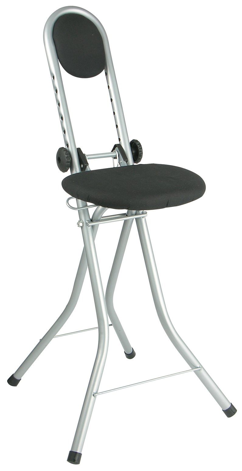 Oxid7 Stehhilfe, Sitzhilfe, Bügelhilfe, Stehsitz, Bügelstuhl - Modern, Höhenverstellbar, Schaumstoff-Polsterung, Stahlrahmen, Indoor, Hausarbeit