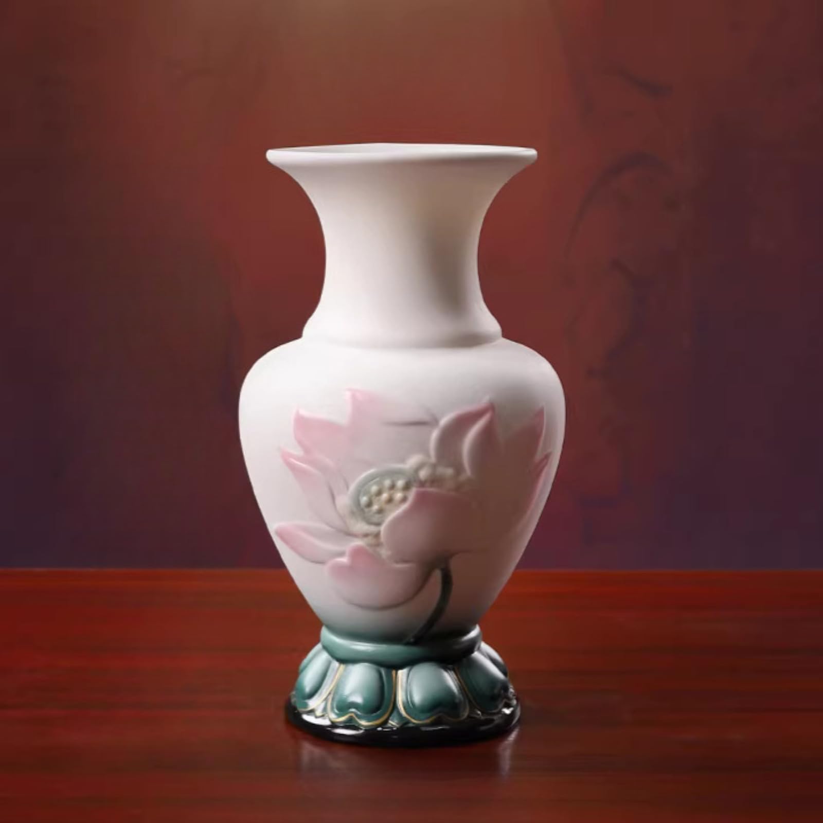 Vase lotus en céramique stable de 21 cm pour purifier la décoration de salon