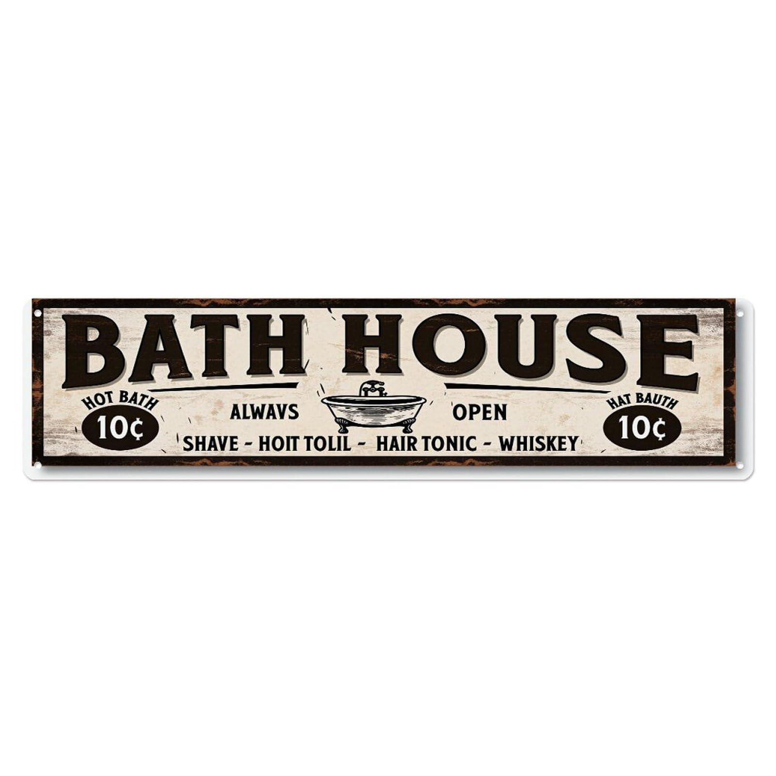 Bath House Sign Vintage Style Metal Tin Sign Plaque