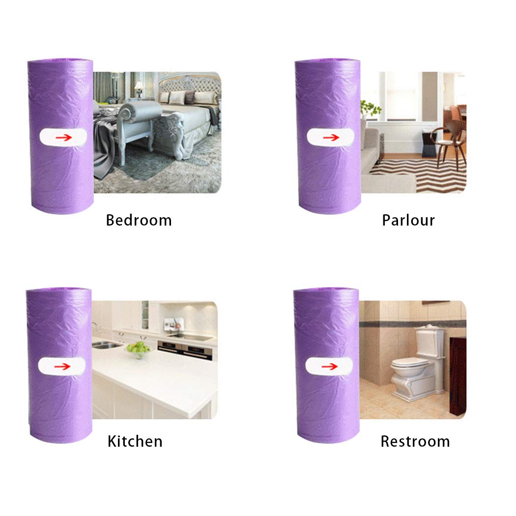 100 bolsas de basura de 4 galones con asas, 45 x 60 cm, bolsas de basura de cocina, bolsas de basura resistentes para baño, cocina, oficina (100 unidades, 45 x 60 cm), color morado