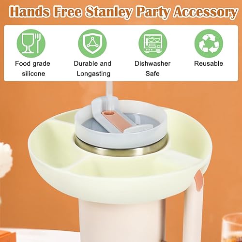 Miniatura 4 de Shintop Bandeja de aperitivos para taza Stanley de 40 onzas con asa, cuenco de silicona reutilizable con 4 compartimentos para anillos de aperitivos