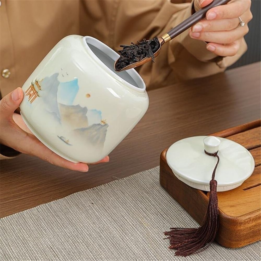 Barattoli da Tè Contenitore for il tè in ceramica con coperchio sigillato e maniglia for il trasporto, contenitore for la conservazione domestica di caffè, spezie e caramelle Barattoli da Cucina