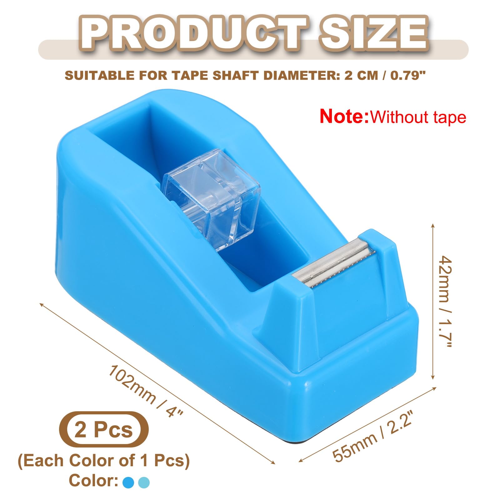 PATIKIL 2pcs Tape Dispenser Desk, Small Tape Dispenser Cute Desktop Dispenser Holder for Tape Office Desktop Blue Tone - Image 2