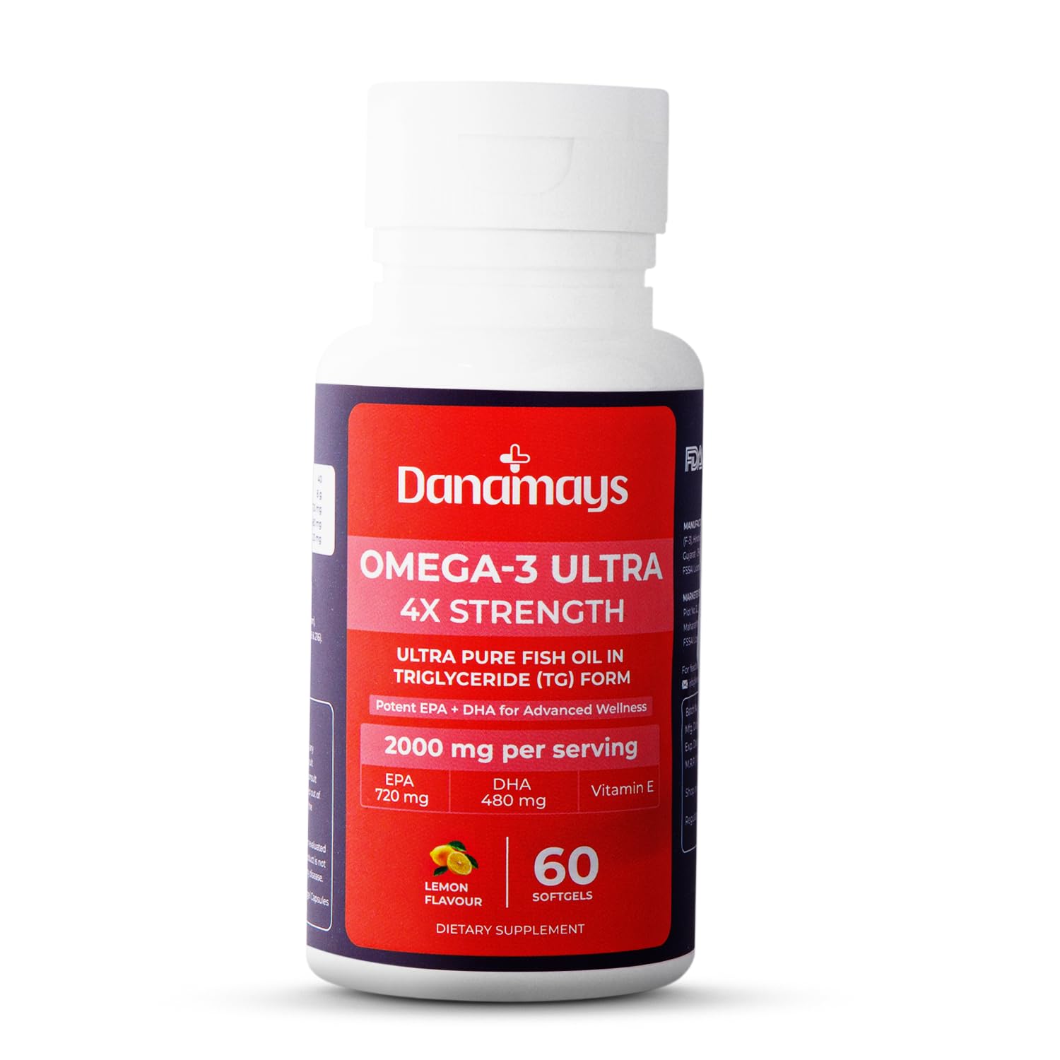 Danamays Omega-3 Ultra 4X Fish Oil – 2000 mg with EPA 720 mg + DHA 480 mg – Lemon Flavored, TG Form, Burp-less – 60 Softgels – High Potency Omega-3 – Lab Tested, Dietary Supplement for Adults-image-8