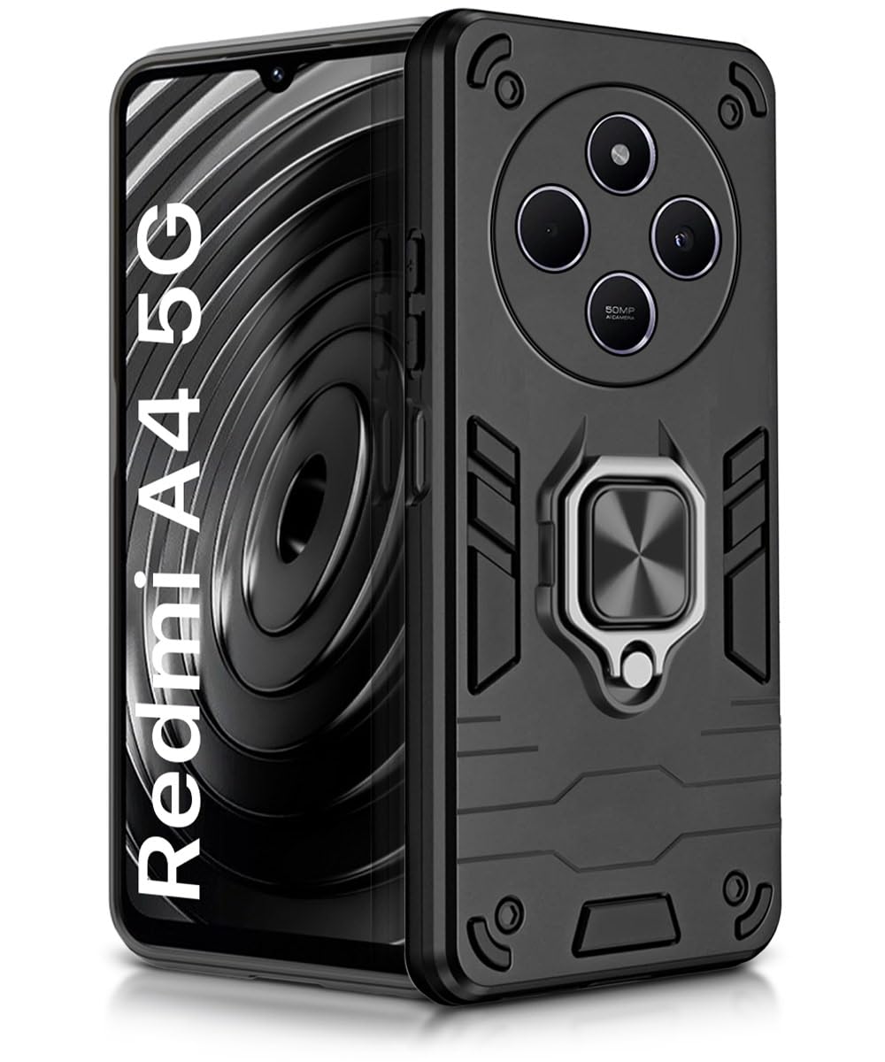 WOW IMAGINE Shock Proof Back Case Mobile Cover for Redmi A4 5G | Poco C75 | Redmi 14C 5G | Poco M7 5G | (Tough Armor | Hybrid PC + TPU | Full Protection with Ring Holder & in-Built Kickstand | Black) WOW IMAGINE Shock Proof Back Case Mobile Cover for Redmi A4 5G | Poco C75 | Redmi 14C 5G | Poco M7 5G | (Tough Armor | Hybrid PC + TPU | Full Protection with Ring Holder & in-Built Kickstand | Black)