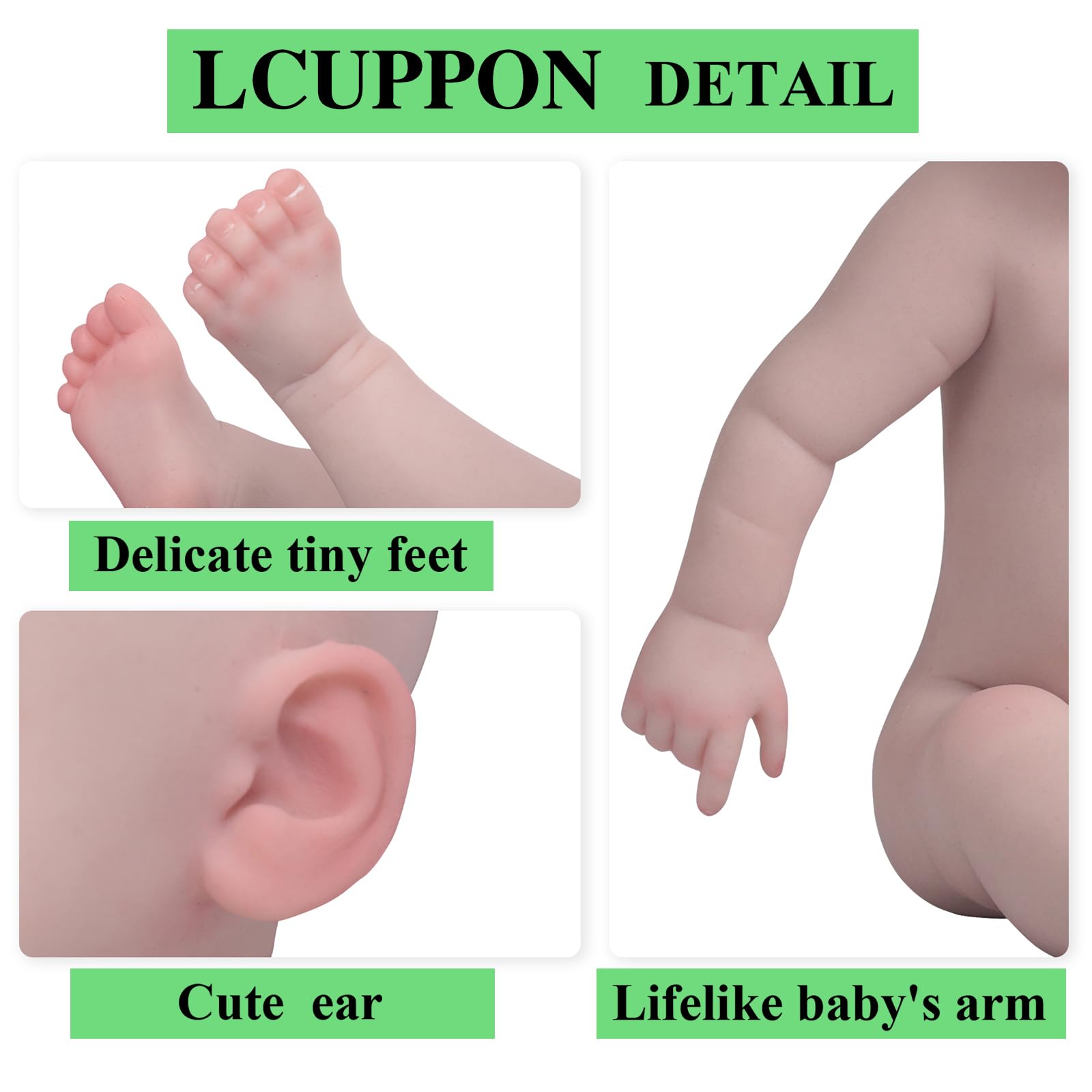 LCUPPON Silicone Dolls Baby Mini 10 Inch Full Silicone Body (Ivory), 25 cm lang, 10 cm breit, 4 cm hoch - Image 3