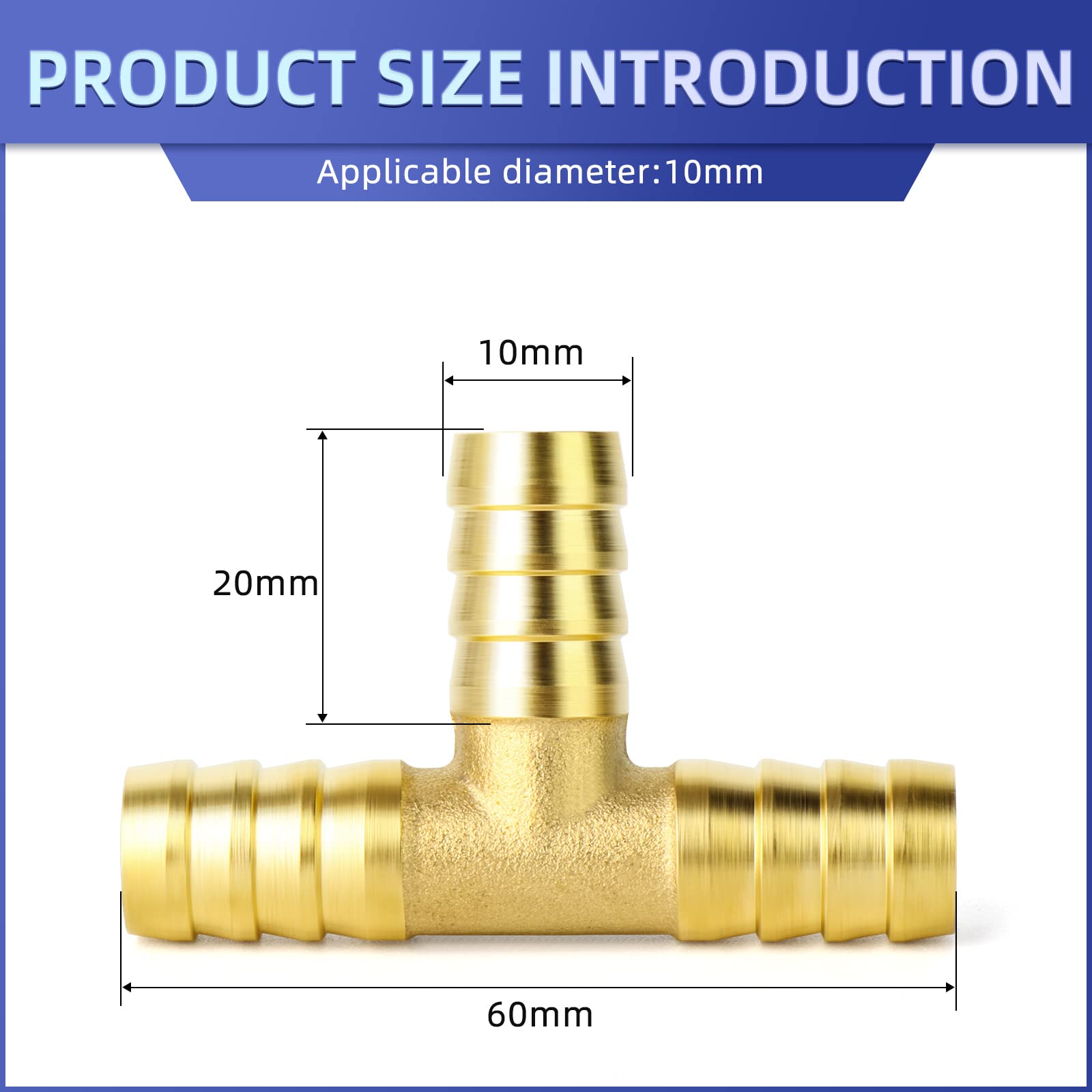 Aexit 5/16' 'Raccordo per tubo flessibile in ottone T per tubo di diametro interno 8 mm ID: 967804