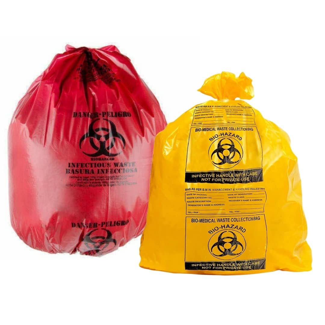 Bio-hazard/Bio-Medical Waste Bags – 36 Count (Yellow & Red