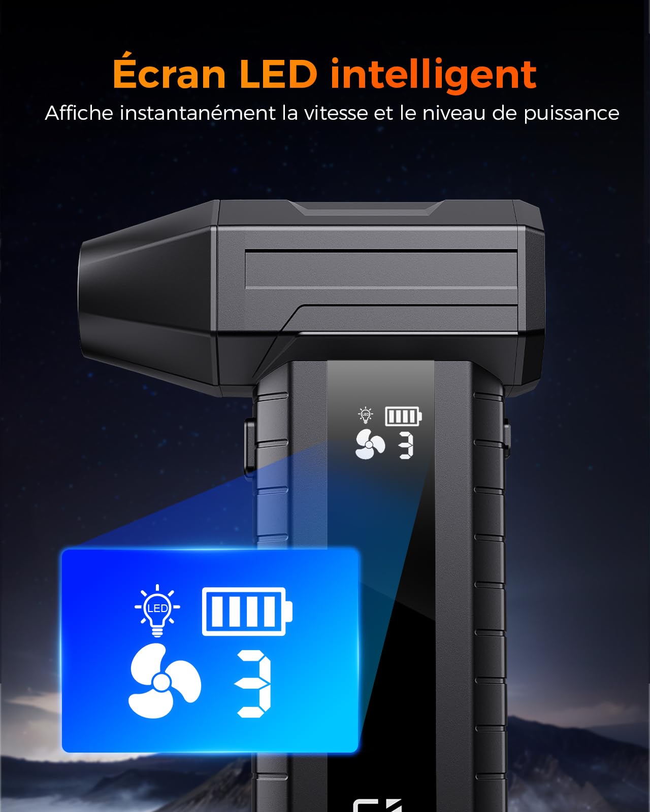Souffleur Air Comprimé Sans Fil – Mini Souffleur Puissant 200 000 tr/min, Souffleur Batterie 10 500 mAh pour Nettoyage PC & Clavier, Écran Intelligent, LED, USB-C