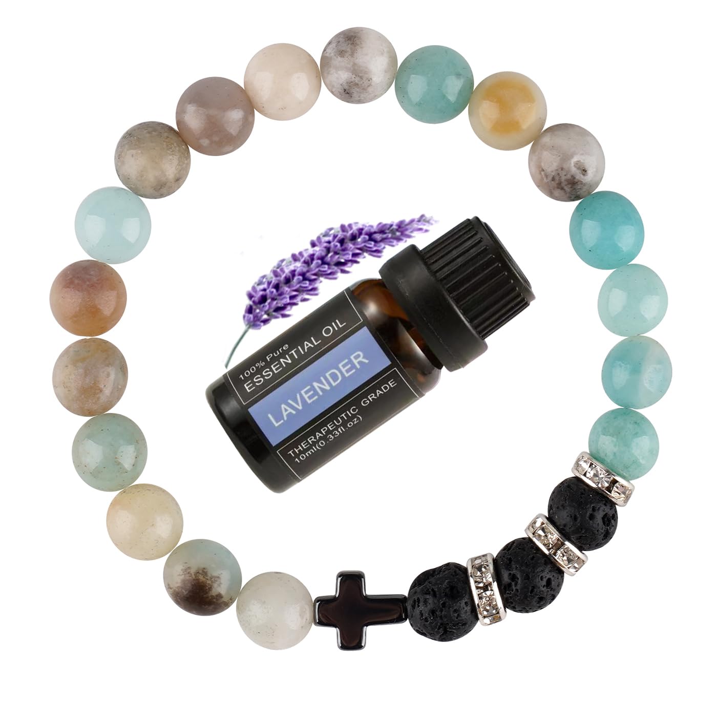 ToMikeChristian Gifts for Women Natural Stone Bracelet with Lavender Essential Oil Christian Gifts for Women