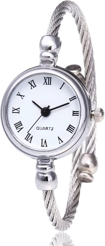 Metal-beyaz Ince Bileklik Yuvarlak Vintage&retro Saat