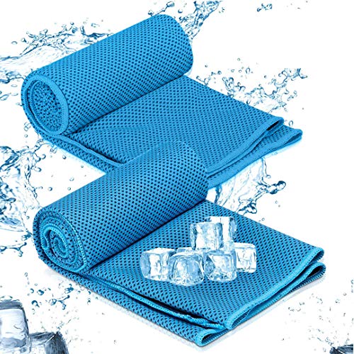 【2枚セット空色】スポーツタオル 冷却タオル, Uarral 冷感タオル100×30cm 速乾タオル ひんやりタオル 吸水速乾 軽量 クールタオル UVカット 防水袋付き 日焼け防止 熱中症対策 スポーツ 運動会 アウトドア フィットネス タオルのサムネイル