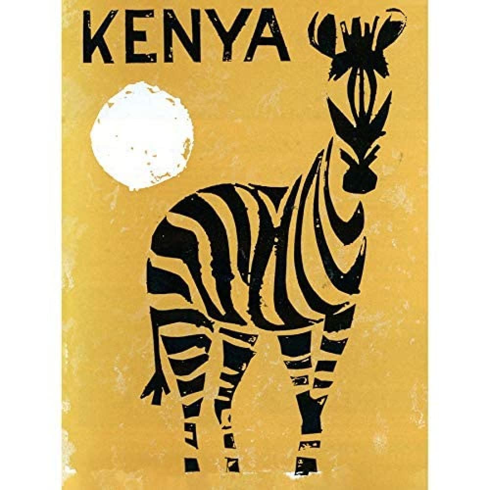 Wee Blue Coo Kenya Zebra Sun Travel Advert Unframed Art Print Poster Wall Decor 12X16 Inch