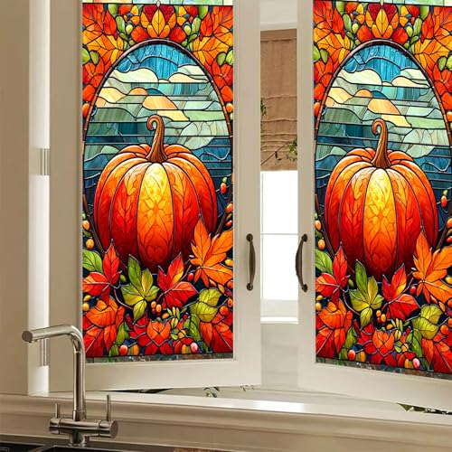 Película para ventana decoración vidriera otoño 17.7x39.3 pulg miniatura 1