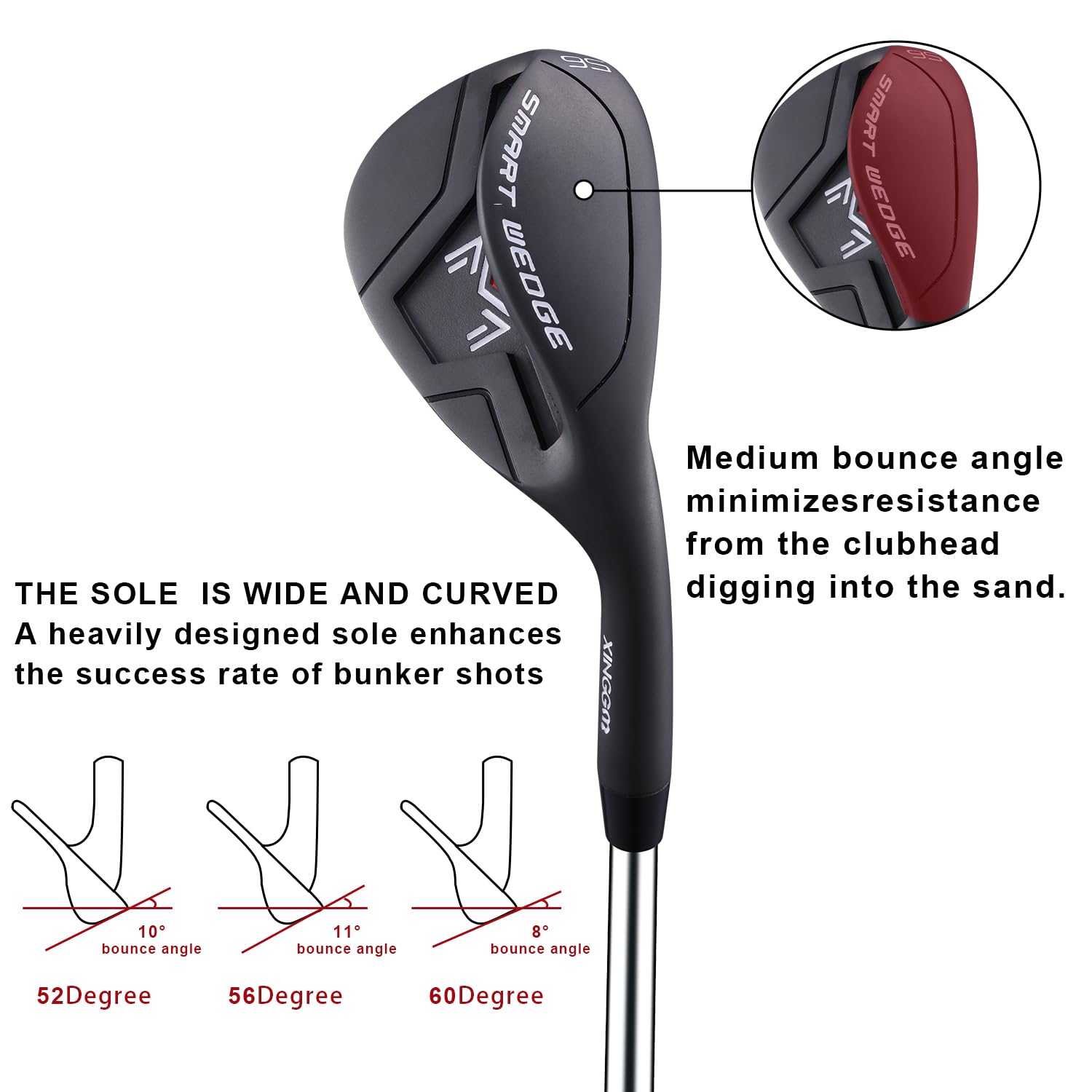 Smart Wedge – Vollgesichts-CNC-Groove 52/56/60 Grad Golfkeile für Herren, solide Schläge, kein Chunking für alle Lügen, niedriges CG-Design für Bunkeraufnahmen
