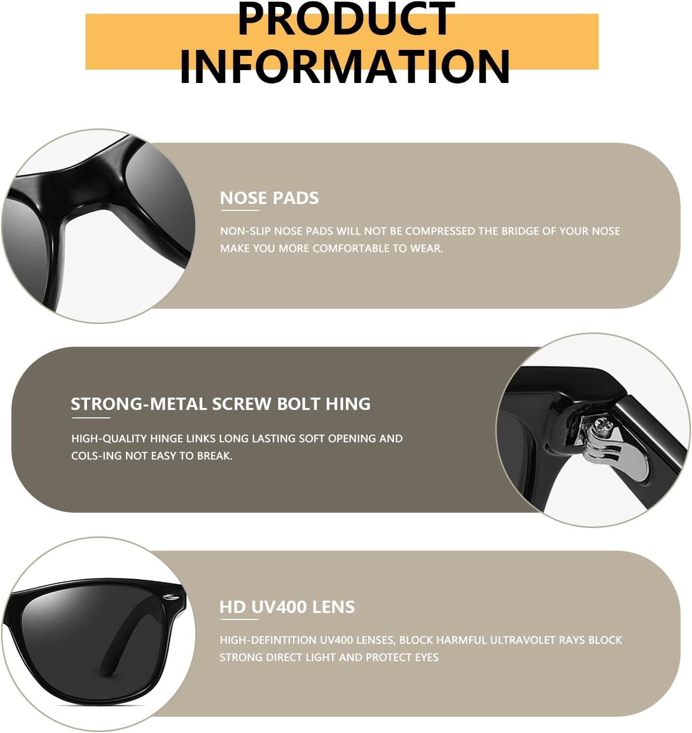 Polarized Trendy Square Sunglasses for Mens Womens Black Retro Driving Fishing Sun Glasses UV400 Protection - Image 5