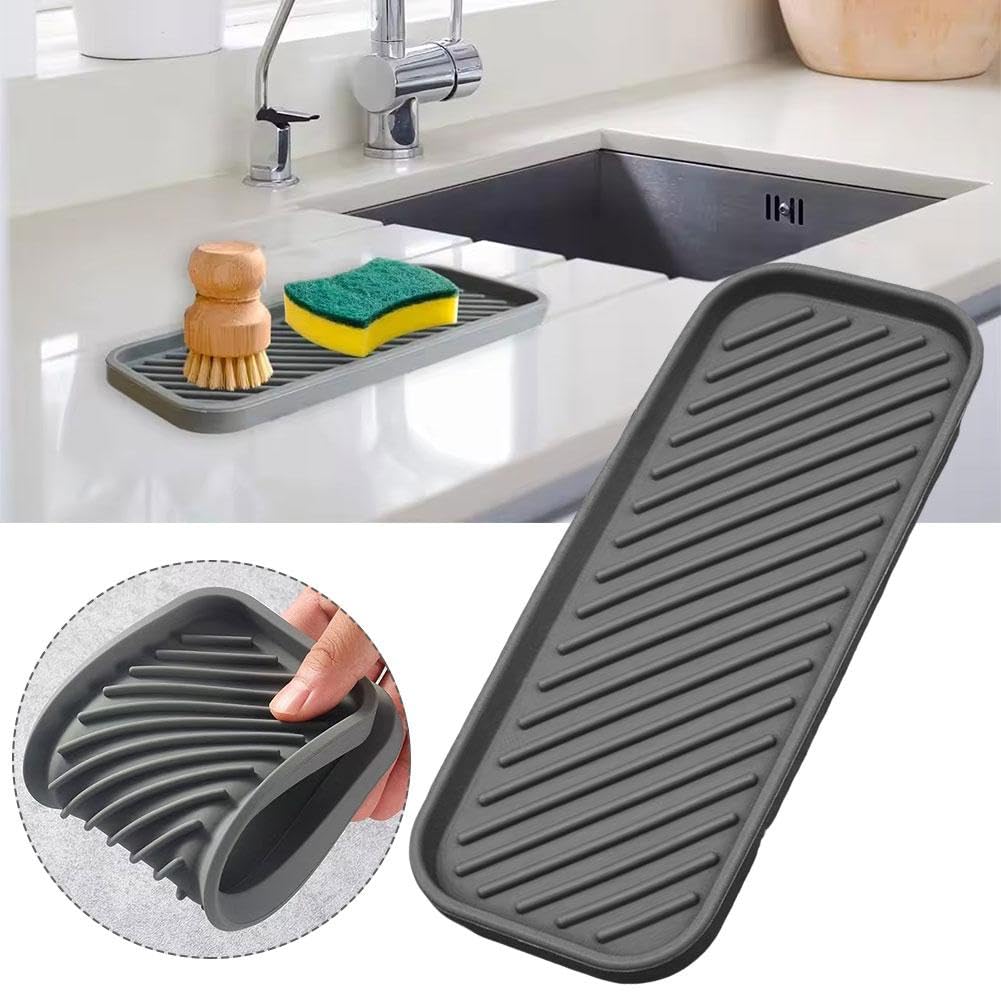 Set 3 Vassoio Portasapone In Silicone Per Cucina E Bagno – Design Autodrenante, Antiscivolo, Lavabile (Nero)